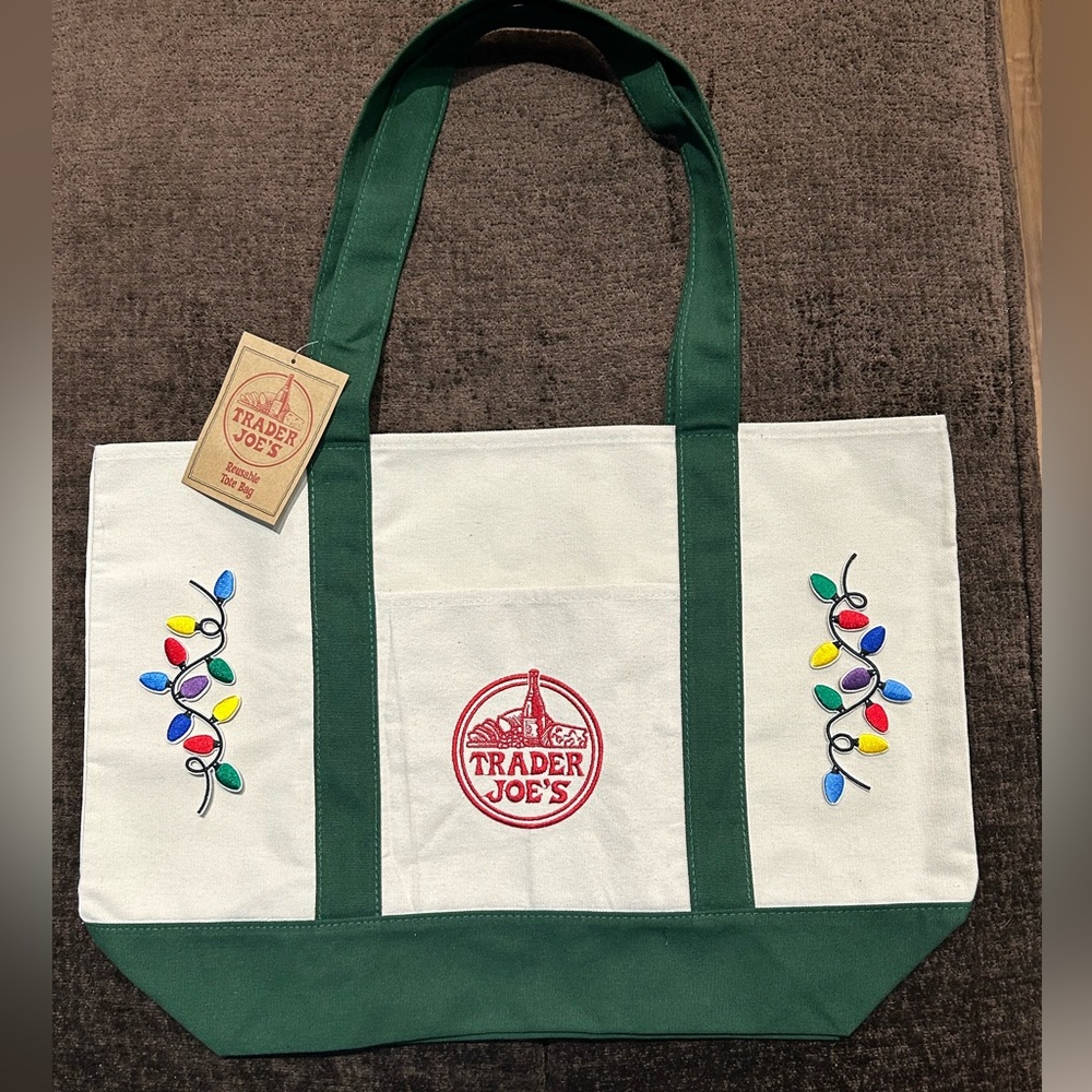 Trader Joe’s large canvas tote/Christmas